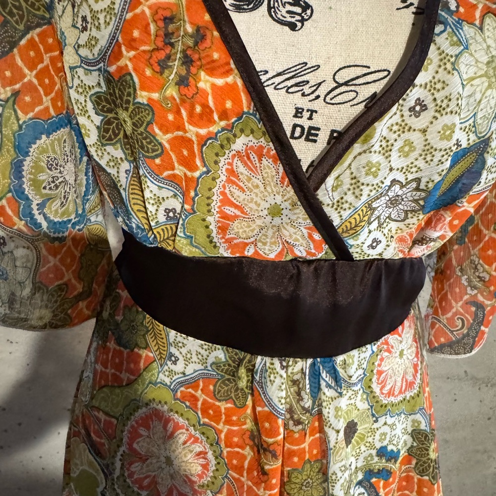 Vintage Y2K XOXO Sheer Boho Peasant Hippie Dainty Tie Waist Blouse Size Medium - Picture 4 of 12